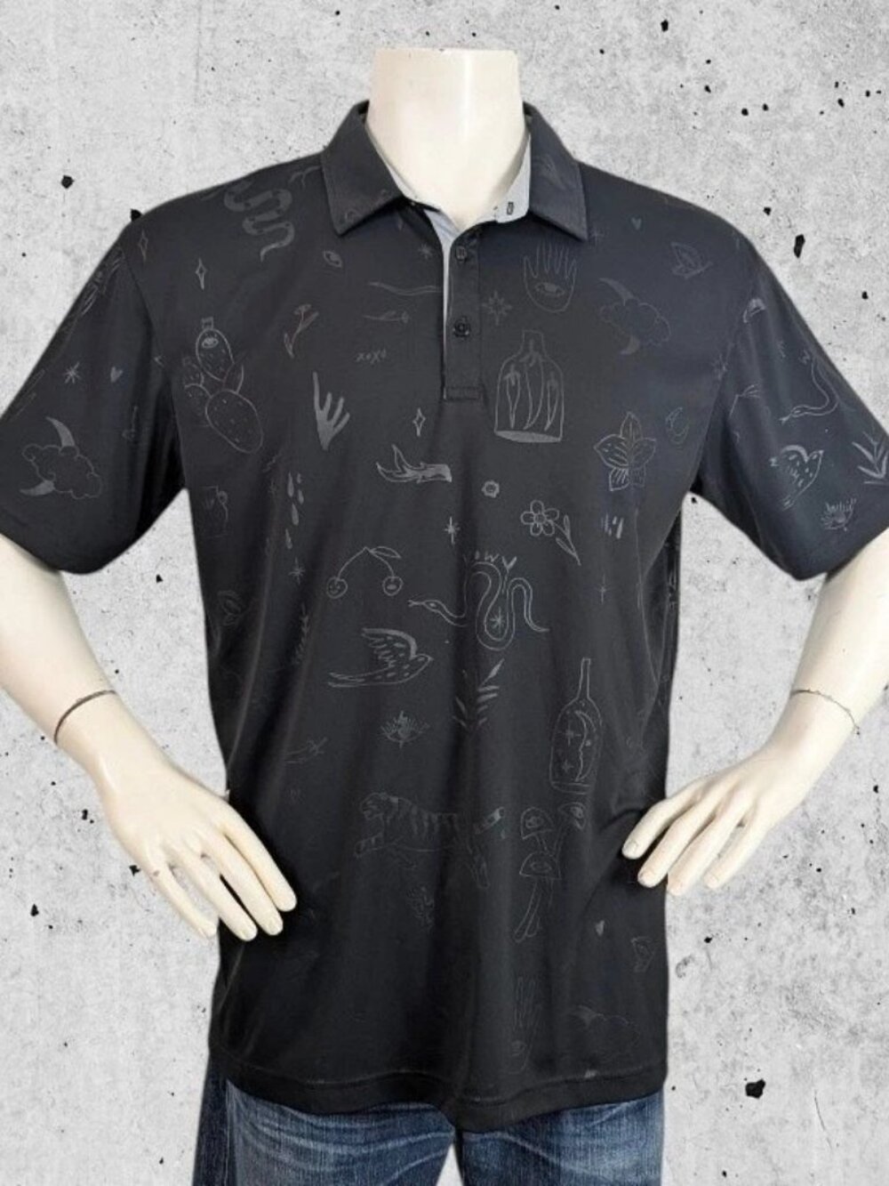 Swannies Golf Polo Shirt Size XL Wild Ghost Pattern